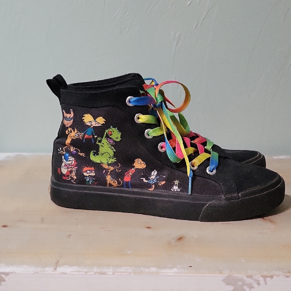 Nickelodeon Black High-Top Sneakers w/ 90's Cartoons
